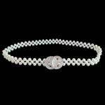 Centura din perle pe elastic Alba BLT026UU - HandMade